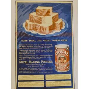 1918 Royal Baking Powder Original Vtg PRINT AD‎ Blue Yellow Recipes